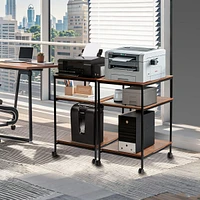 Sugift Large Printer Stand, 23.6" W x 18.9" D x 31.5" H Large Printer Table with Adjustable Storage Shelf, 3 Tier Rolling Printer Cart