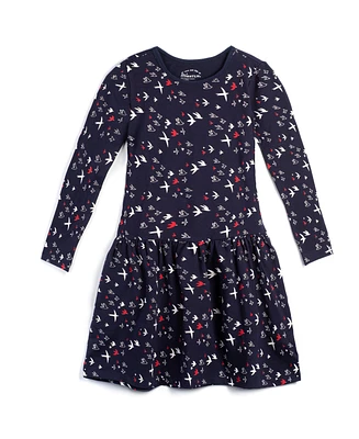 Mightly Toddler Girls Fair Trade Organic Cotton Long Sleeve Drop Waist Dress