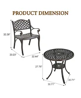 5-Piece Cast Aluminum Outdoor Furniture Patio Dining Set Table with Umbrella Hole Chairs