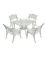 5-Piece Cast Aluminum Outdoor Furniture Patio Dining Set Patio Table with Umbrella Hole Patio Dining Chairs in