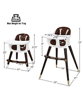 3-In-1 Adjustable Baby High Chair with Soft Seat Cushion for Toddlers