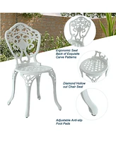 Bistro Table and Chairs Set of 3 Outdoor Bistro Set 3 Piece Cast Aluminum Patio Dining Set Round Patio Table with Umbrella Hole, Bronze