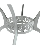 40 Inches Outdoor Dining Table with Umbrella Hole Cast Aluminium Patio Dining Table Outdoor Round Dining Table, Bronze