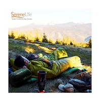 SereneLife Double Sleeping Bag with Two Pillows – Lightweight & Waterproof Sleeping Bag for Adults or Teens, Includes Carrying Bag