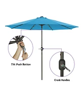 9 ft Patio Umbrella Outdoor Market 32 Led Solar with Tilt and Crank (Red)