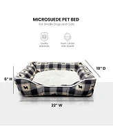 Details Microsuede Pet Bed, Dog Beds for Small Dogs and Cats, Black