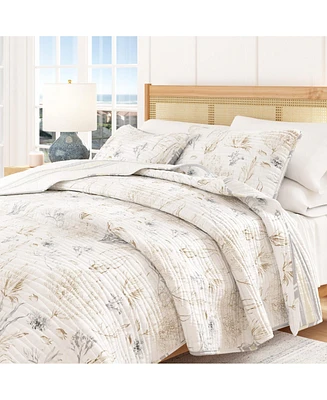 Linery & Co. Coastal Coral Stitched Quilt Set with Shams