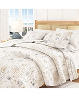 Linery & Co. Coastal Coral Stitched Quilt Set with Shams