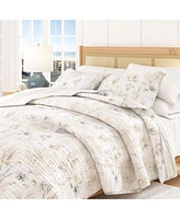 Linery Co. Coastal Coral Stitched Quilt Set With Shams