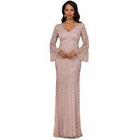 Lara Women's Long Sleeve Beaded Gown