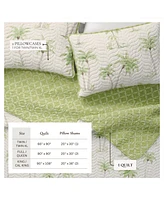 Linery & Co. 3-Piece Tropical Palm Sitched Quilt Set with Shams