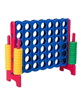 Gymax Jumbo 4-to-Score Game Set Giant 4 in A Row Kids Adults w/ 42 Jumbo Rings