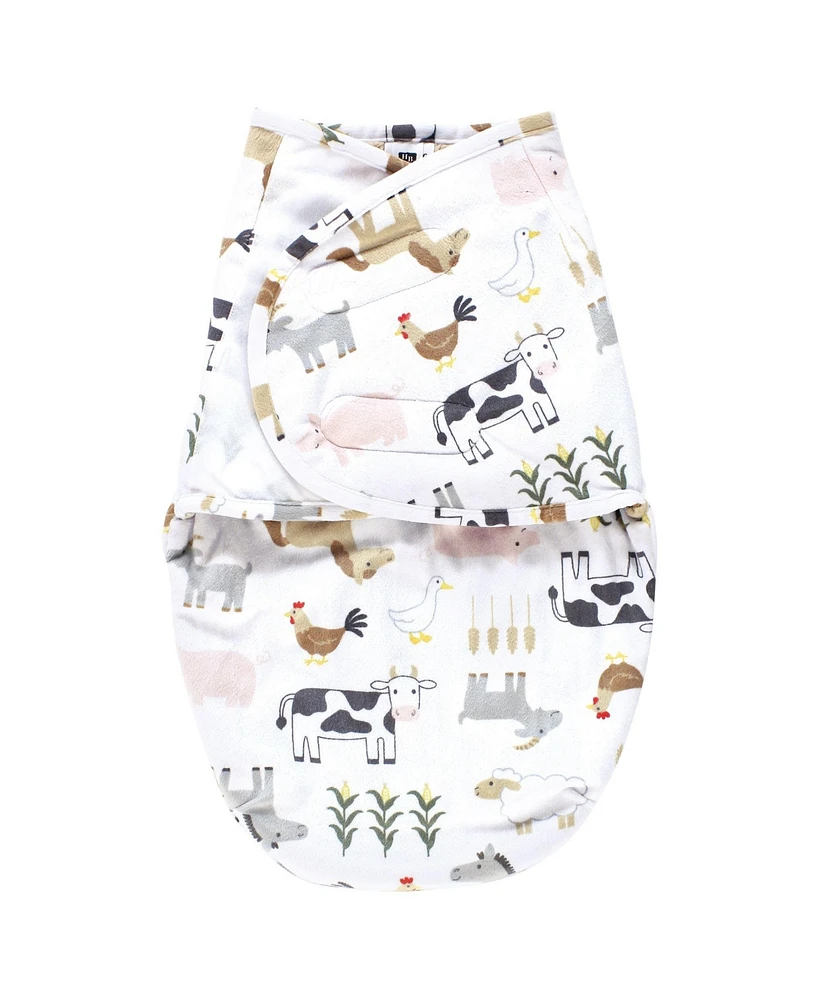 Hudson Baby Baby Boys Hudson Plush Faux Fur Swaddle Wrap, Cute Farm, 0-3 Months