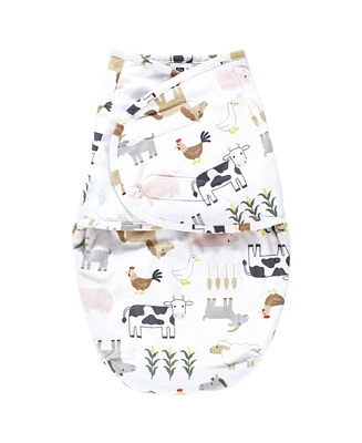 Hudson Baby Baby Boys Hudson Plush Faux Fur Swaddle Wrap, Cute Farm, 0-3 Months
