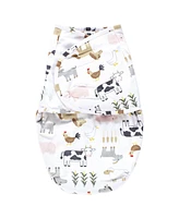 Hudson Baby Baby Boys Hudson Plush Faux Fur Swaddle Wrap, Cute Farm, 0-3 Months
