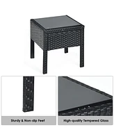 Gymax 3 Piece Patio Rattan Furniture Set Conversation Sofa w/ Cushions