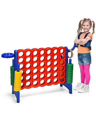 Gymax 2.5Ft 4-to-Score Giant Game Set Basketball Hoop Ring Game Indoor Outdoor