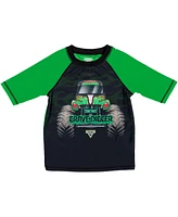 Monster Jam Toddler Boys Pullover Rash Guard and Swim Trunks Outfit Set