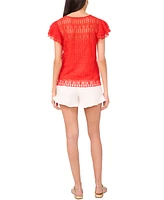 Vince Camuto Women's Lace Ruffle-Sleeve Top