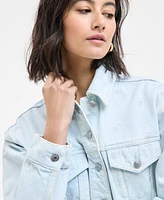Hugo Women's Cotton Relaxed-Fit Cropped Denim Jacket