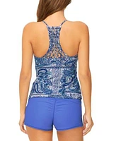 Raisins Juniors Macrame Back Tankini Top Surf Boy Shorts Swim Bottoms