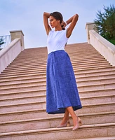 Vince Camuto Women's Linen-Blend Chambray Midi Skirt