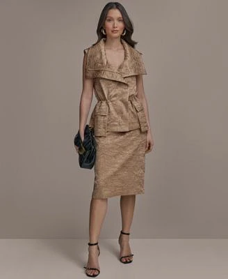 Donna Karan New York Womens Crinkle Satin Vest Pencil Skirt