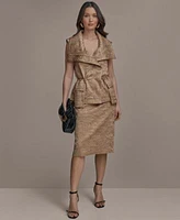Donna Karan New York Womens Crinkle Satin Vest Pencil Skirt