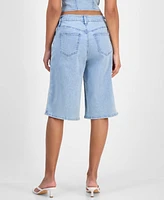 Bar Iii Women's Stud-Front Denim Bermuda Shorts, Exclusively at Macy's
