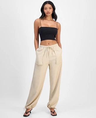 Bar Iii Women's Split-Hem Drawstring Pants, Exclusively at Macy's