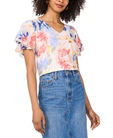 Vince Camuto Women's Floral-Print Flutter-Sleeve Top