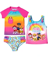 Paw Patrol Toddler Girls Rash Guard Tankini Top and Bikini Bottom 3 Piece Swimsuit Set