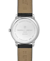 Frederique Constant Men's Swiss Moneta Moonphase Leather Strap Watch 37mm