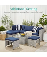 Best Choice Products Set of 2 Multipurpose Patio Wicker Ottomans w/ Removable Cushions