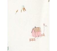 Carter's Baby Girls Barn-Print Pants, Top, Headwrap & Socks, 4 Piece Set