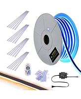 DELight 100FT Rgb Led Strip Neon Rope Lights App Control w/ 10Pcs Pvc Channel