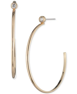 Lauren Ralph Lauren Gold-Tone Cubic Zirconia Medium Hoop Earrings, 1.7"