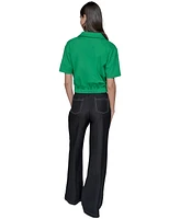 Karl Lagerfeld Paris Women's Cropped Logo Polo