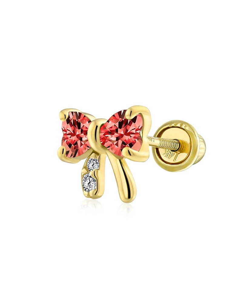 Bling Jewelry 14K Gold Small Bow Stud Earrings with Cz Screw Back