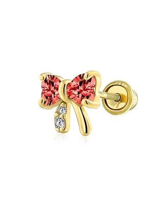 Bling Jewelry 14K Gold Small Bow Stud Earrings with Cz Screw Back
