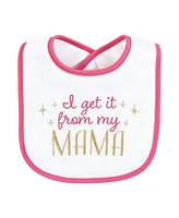 Hudson Baby Infant Girl Cotton Terry Drooler Bibs with Fiber Filling, My Mama, One Size