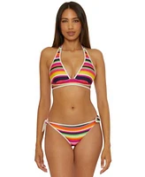Trina Turk Womens Reversible Halter Bikini Top Tie Side Hipster Bikini Bottoms