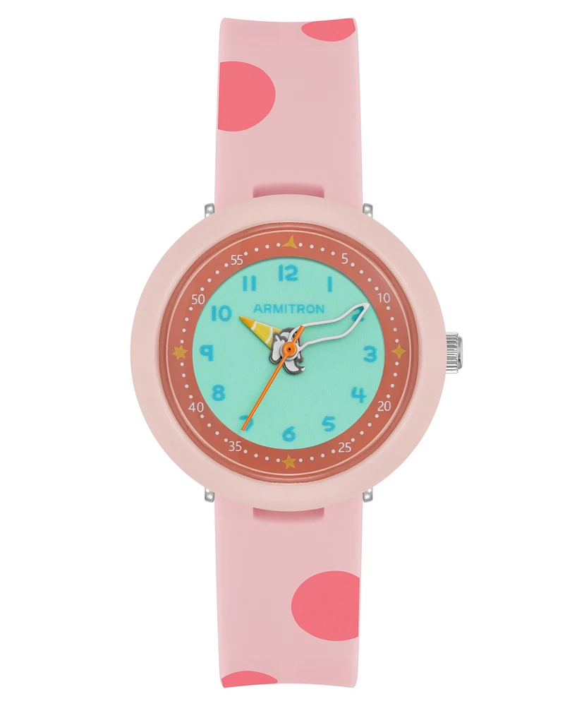 Armitron Kid's Quartz Dottie Pink Silicone Watch, 30mm