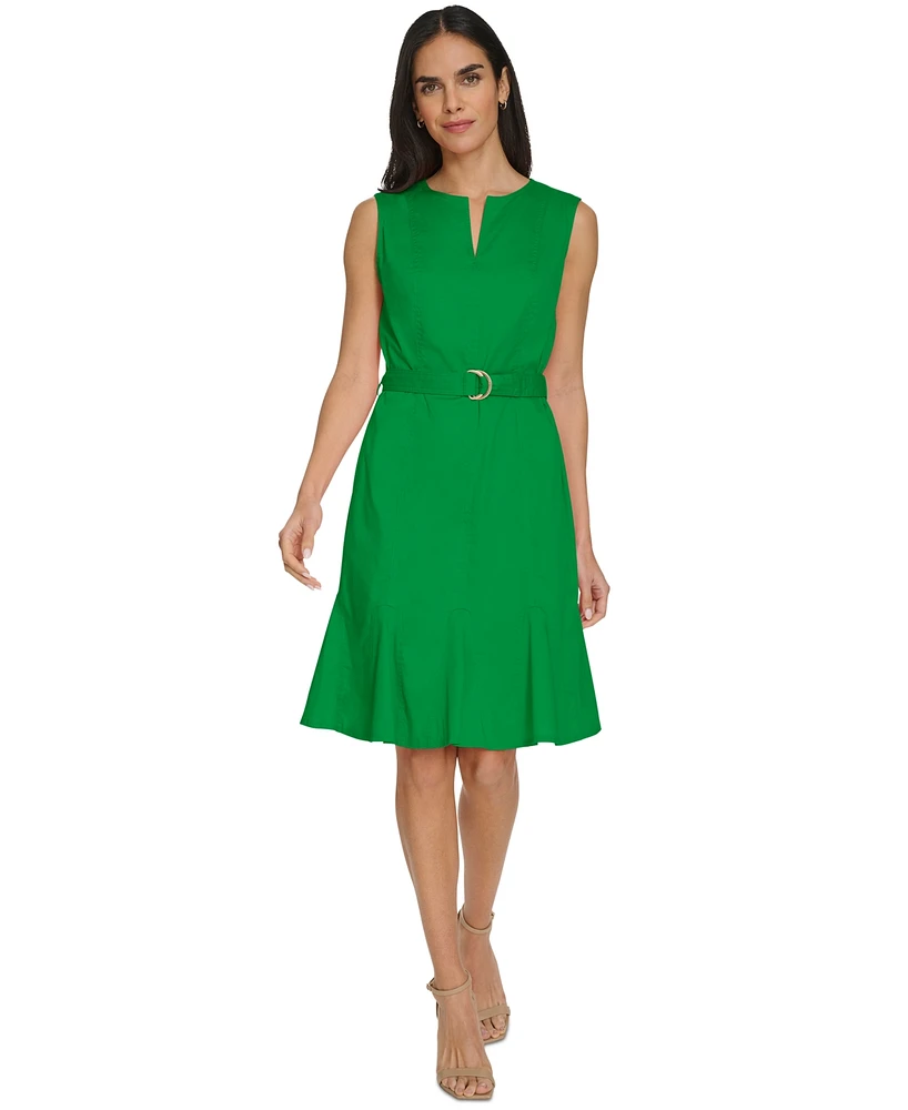 Calvin Klein Women's Sleeveless Belted Sheath Dress