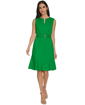 Calvin Klein Women's Sleeveless Belted Sheath Dress
