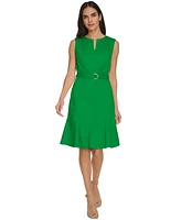 Calvin Klein Women's Sleeveless Belted Sheath Dress
