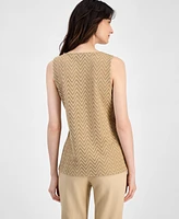 Kasper Women's Herringbone Square-Neck Top