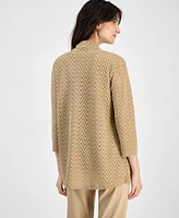 Kasper Women's Herringbone High-Low 3/4-Sleeve Cardigan