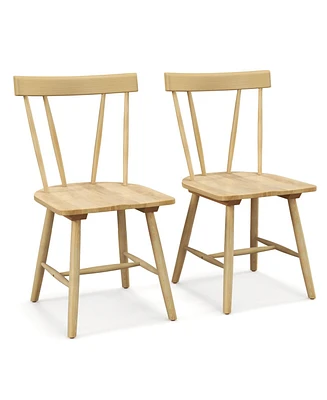 Windsor Style Armless Chairs with Solid Rubber Wood Frame