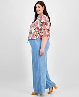 Vince Camuto Plus Drawstring-Waist Wide-Leg Pants